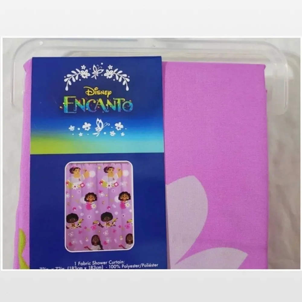 New Disney Shower Curtain Kids Fabric Encanto Whimsical Home Pink Bathroom NWT